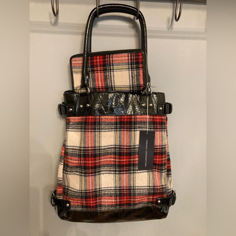 Used Once French Connection Tartan Shoulder Bag and Matching BNWT Wallet